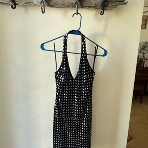 Black Halter Neck Dress with Cutout Design